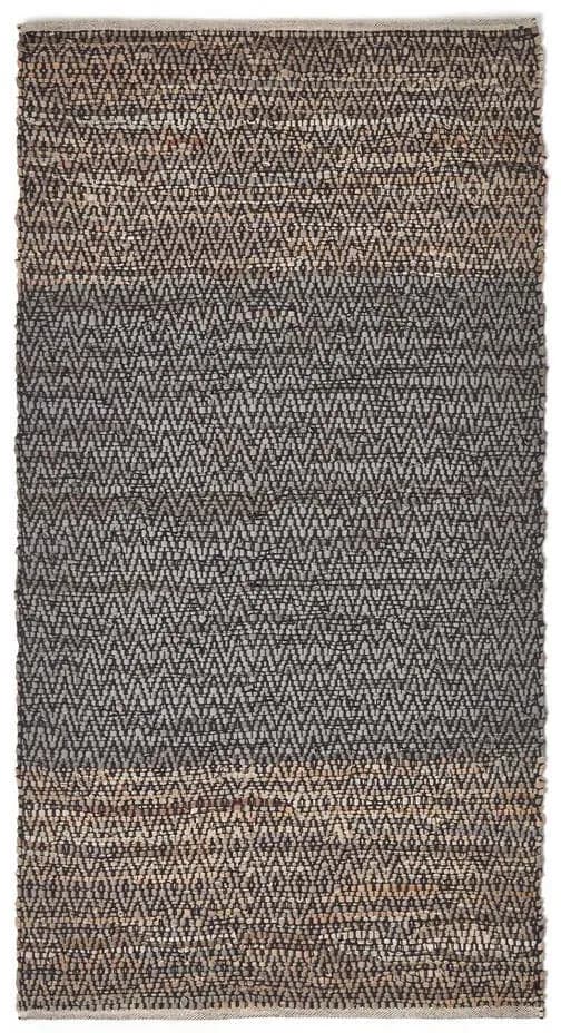 Lederteppich 90 x 150 cm Braun/Grau