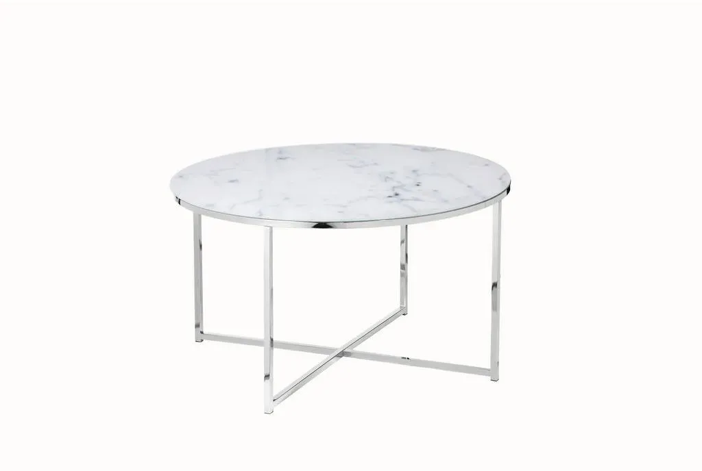 Couchtisch Marmor weiß / Metall 80 x 45 x 80 cm