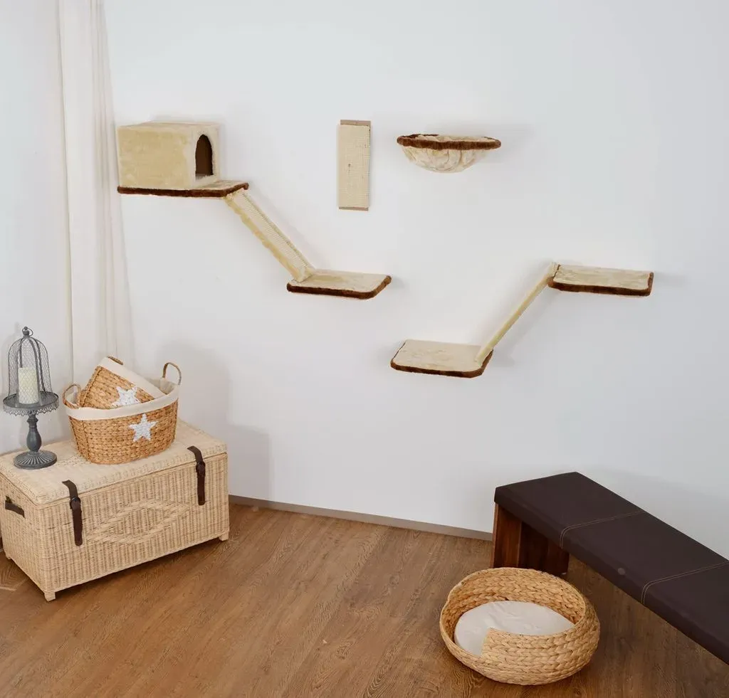 Kletterwand mit Treppe 8-tlg. beige