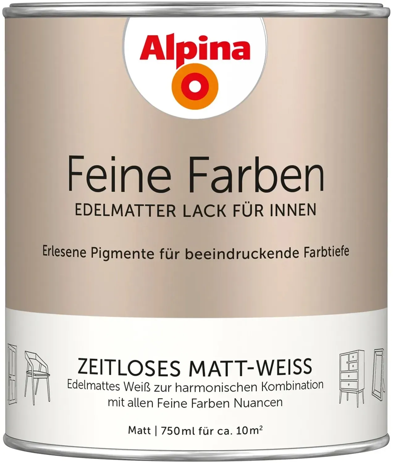 Feine Farben Lack 750 ml zeitloses matt weiß