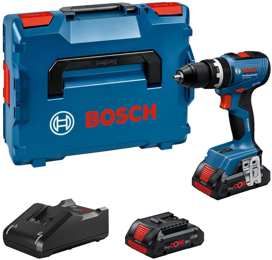 GSB 18V-65 inkl. 2 x 4,0 Ah + L-BOXX