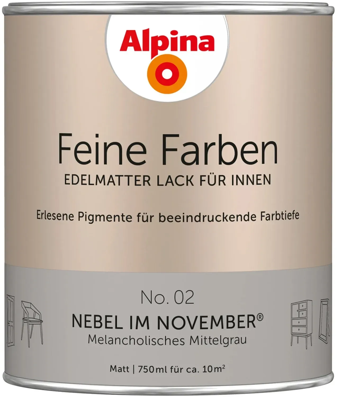 Feine Farben Lack 750 ml No. 02 nebel im november