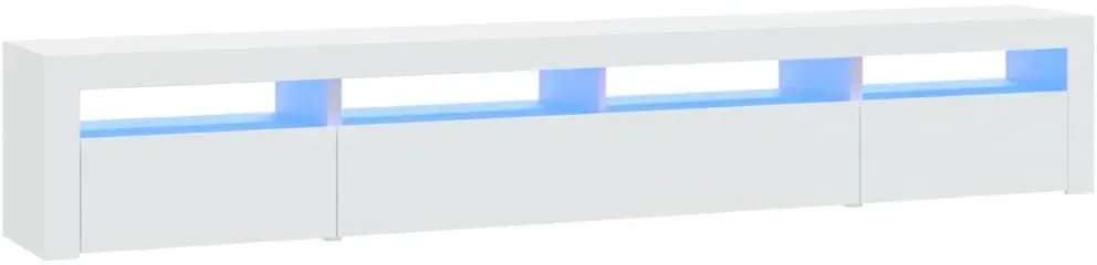 TV-Schrank mit LED-Leuchten 240x35x40 cm Weiß Holz