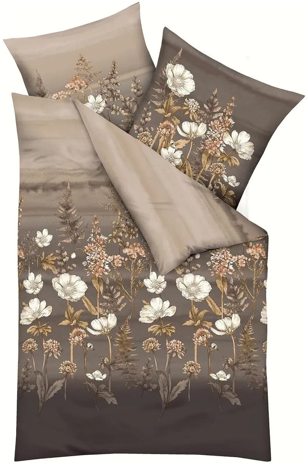 Moody Floral Biber Braun 135 x 200 cm + 80 x 80 cm