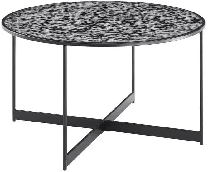 Couchtisch rund Schwarz Glas 80 x 45 cm
