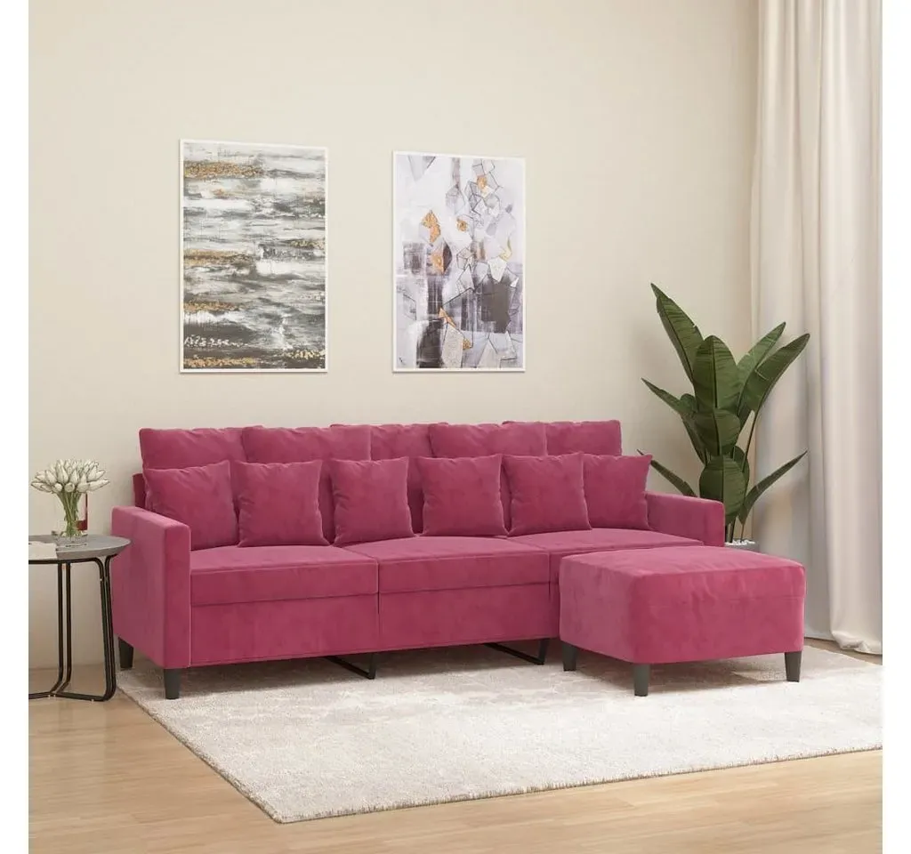 Couch Samt 3-Sitzer Weinrot