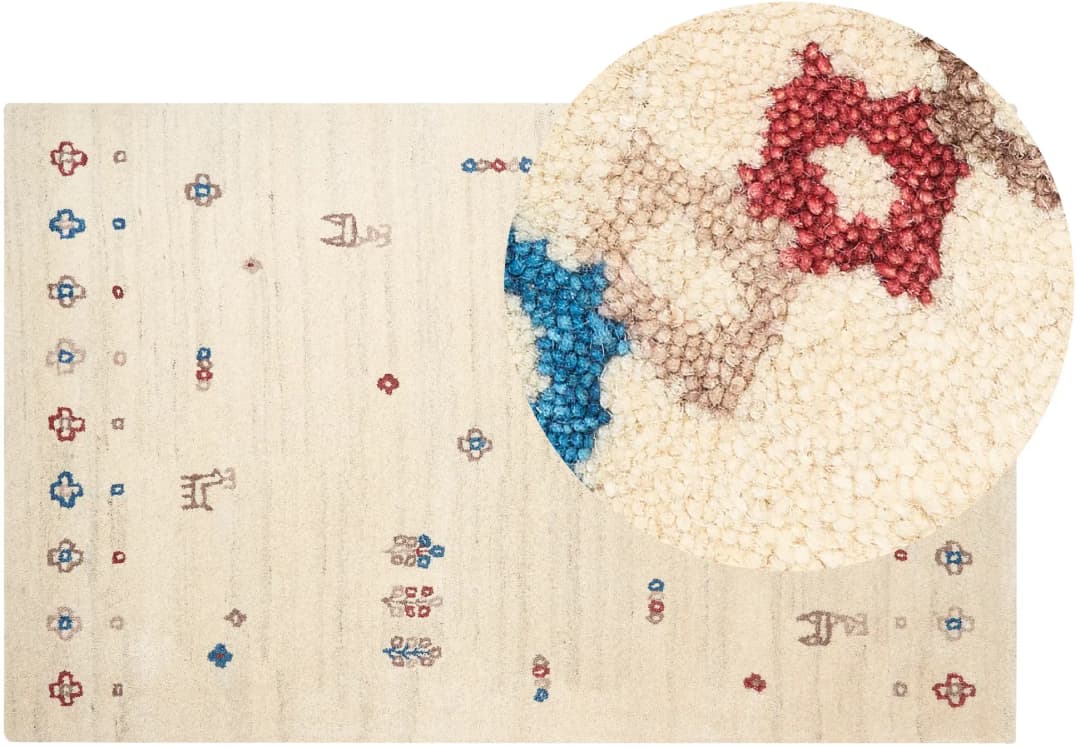 Suluca Wollteppich 140 x 200 cm Beige