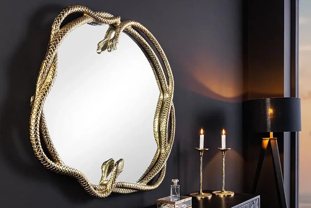 Spiegel SNAKE L 50cm gold Metall Schlangen-Skulptur