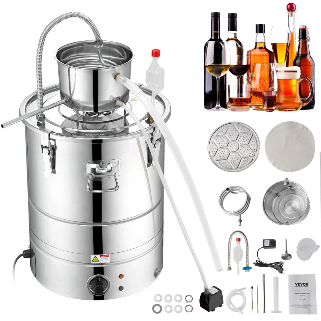 Wasser Alkohol Destillierer 30 L Distillieranlage 1800 W Edelstahl Schnapsbrennen Destilliergerät Komplettes Set Enthalten, Ende Produkte Obstweinen, Whisky, Schnaps, Champagner, Wodka usw.