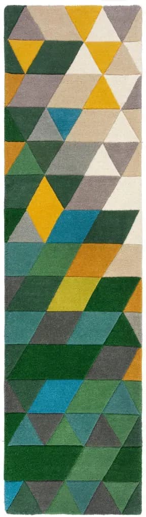 Derwent Wollteppich 60 x 230 cm Grün/Mehrfarbig