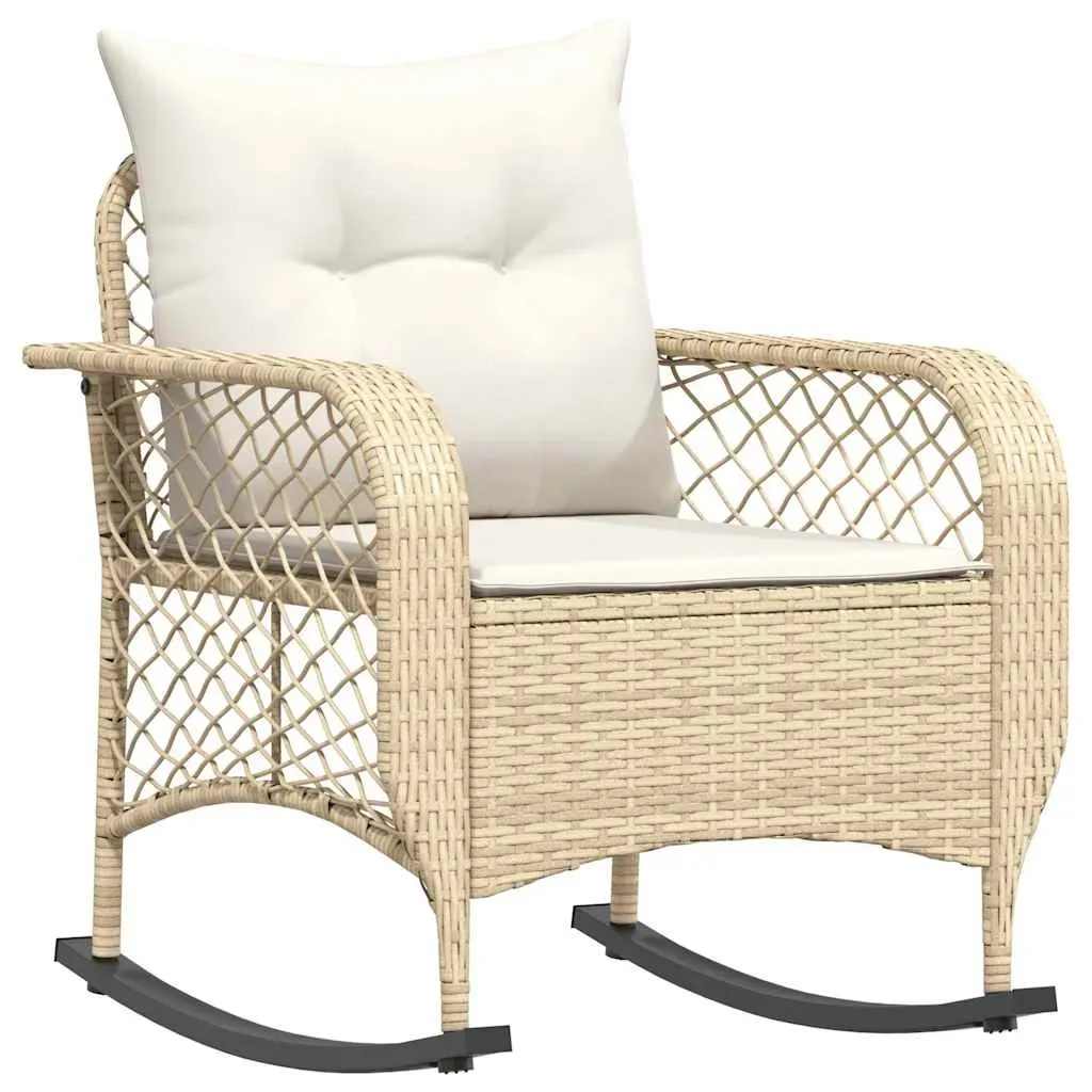 Garten-Schaukelstuhl Polyester 57,4 x 75 x 68,8 cm Beige mit Kissen