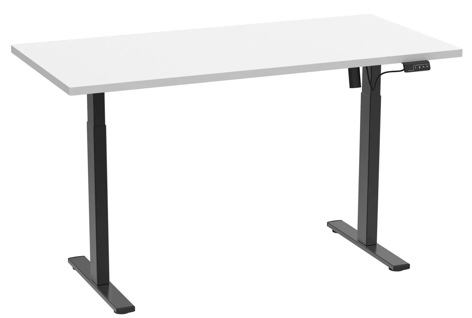 my office Lona elektrisch höhenverstellbarer Schreibtisch weiß rechteckig, T-Fuß-Gestell schwarz 110,0 x 50,0 cm