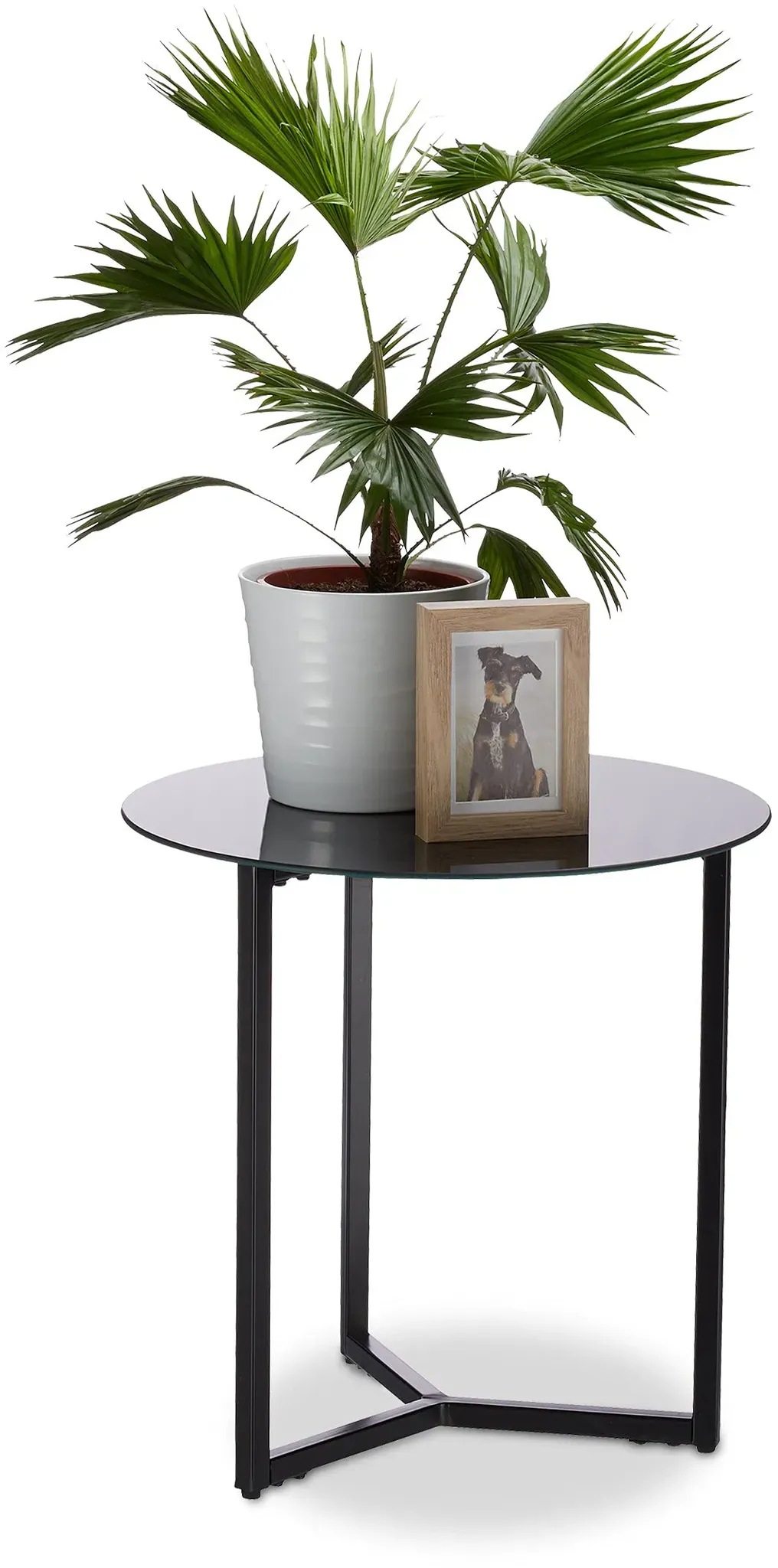 Beistelltisch Glas Metall, dekorativer Loungetisch, HxBxT: 51 x 50 x 50 cm