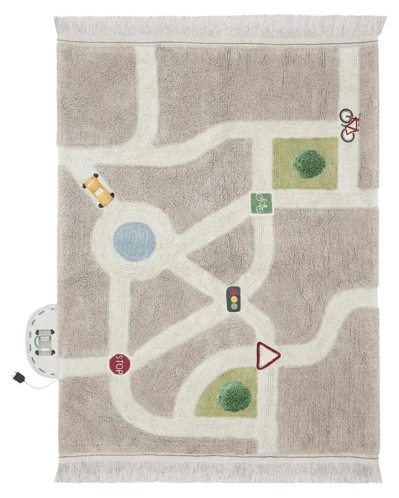 Eco-City Kinderteppich 120 x 170 cm Blau/Grau/Rot