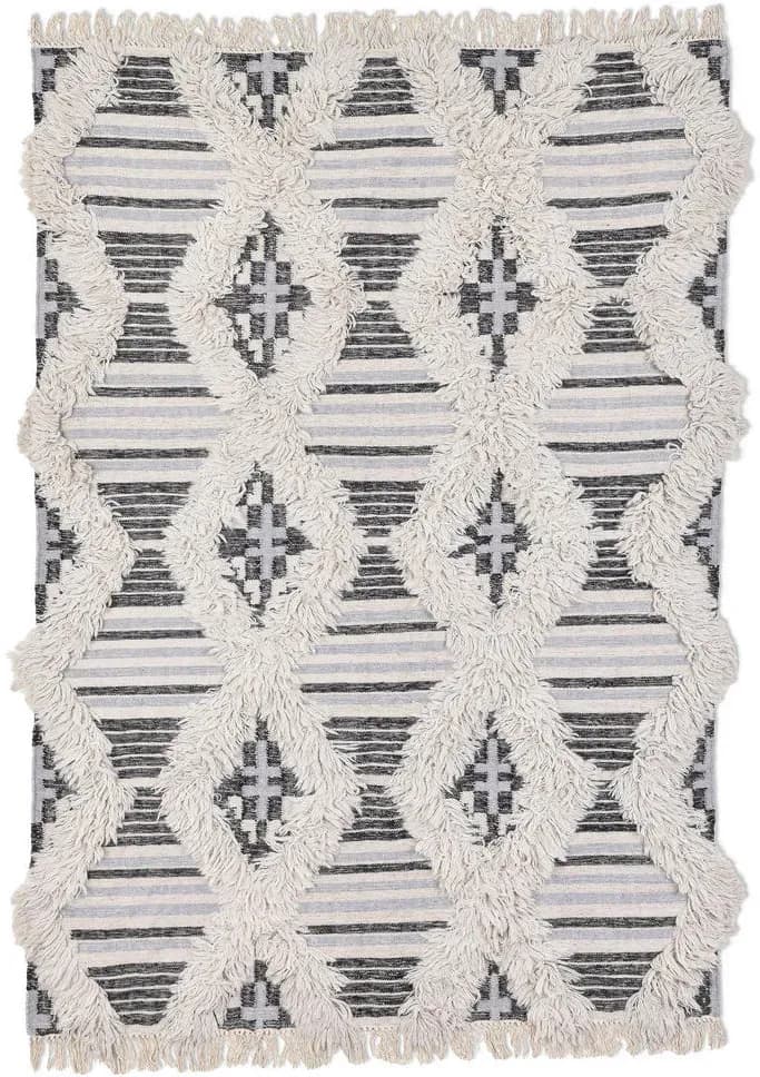 Cozy Kelim Kelimteppich 65 x 135 cm Schwarz/Weiß