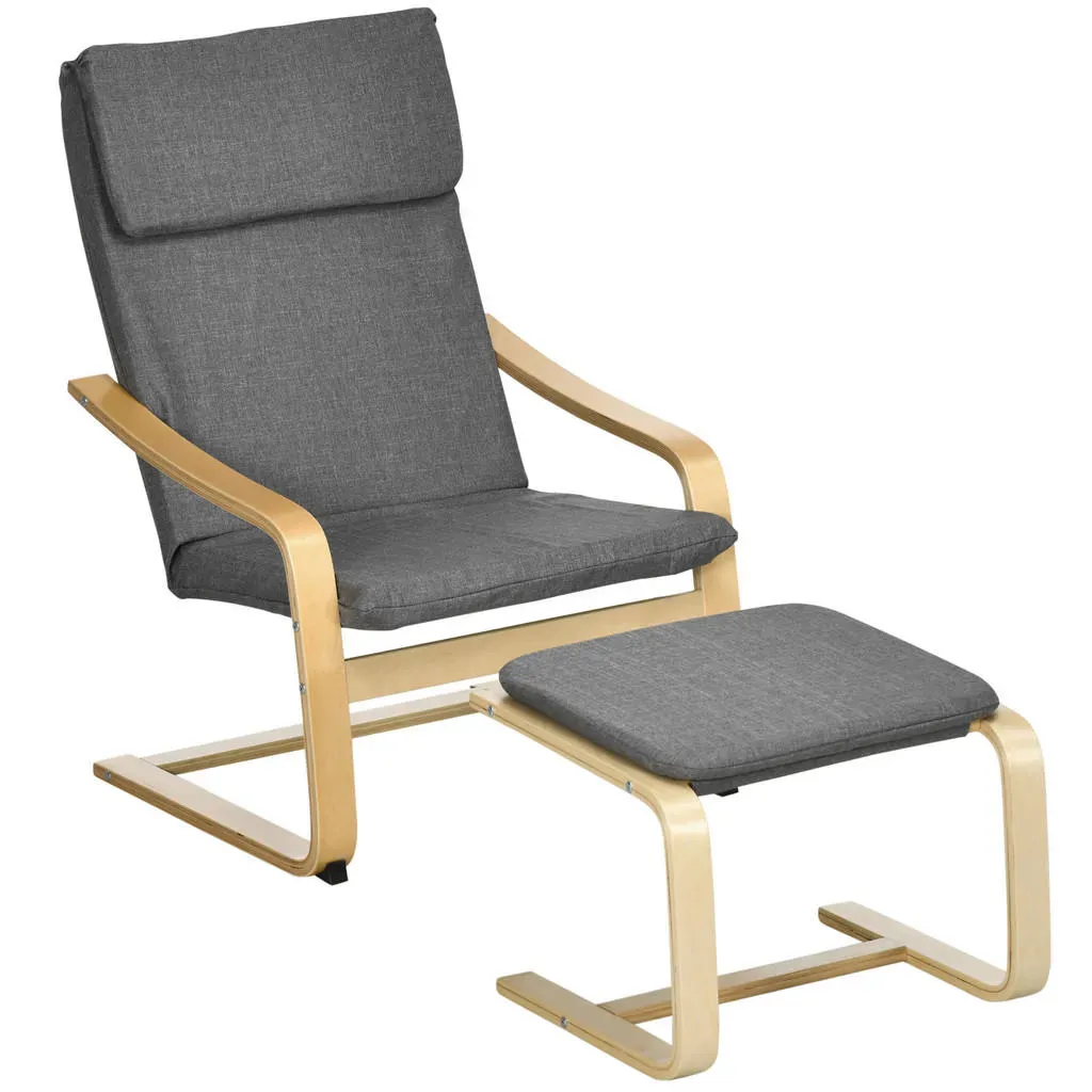 Relaxsessel mit Fußhocker Polyester 66,5 x 98 x 78 cm Grau