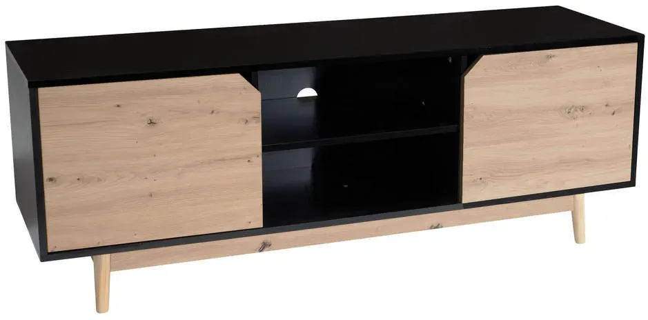 Lowboard 150x55x40 cm Schwarz/Eiche Foliert