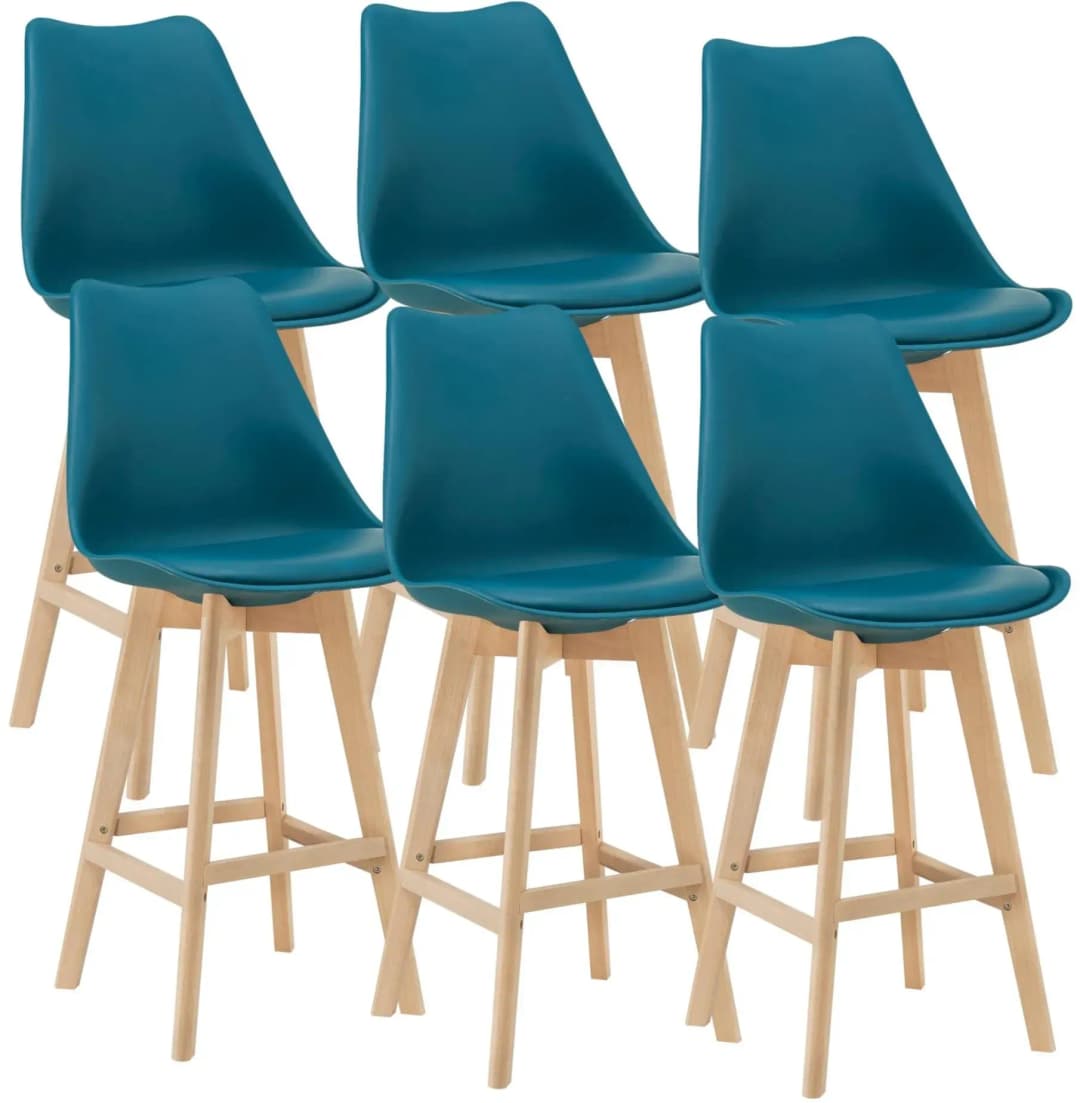 Barstuhl Lublin Kunstleder türkis 6er Set
