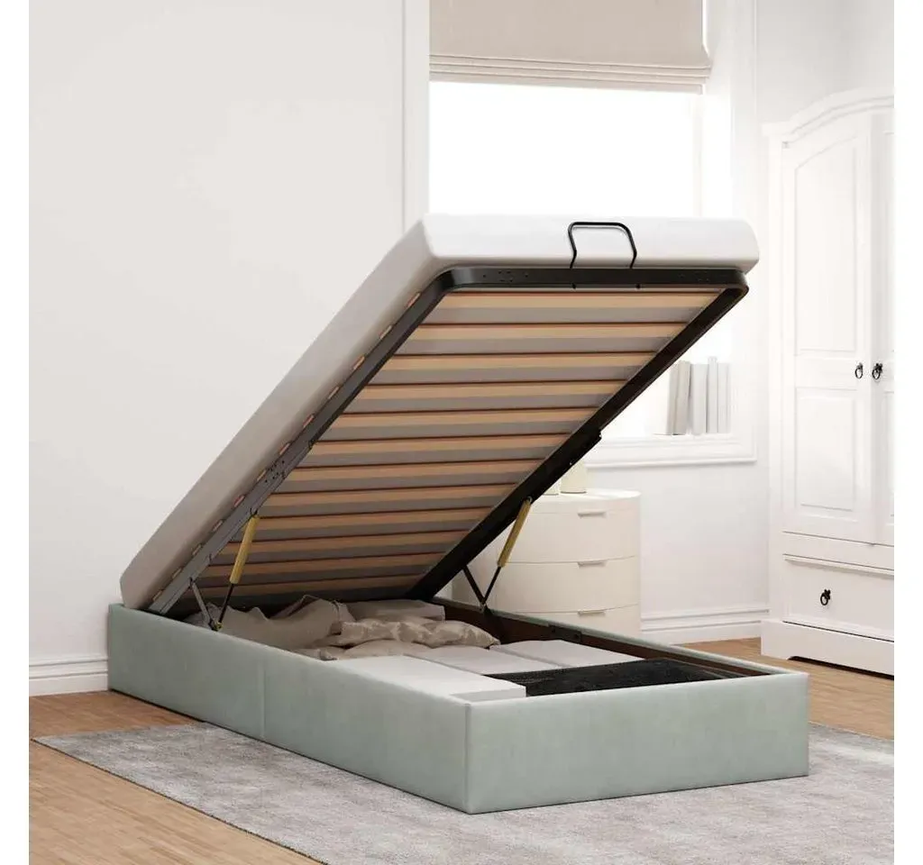Ottoman-Bett 100 x 200 cm Hellgrau