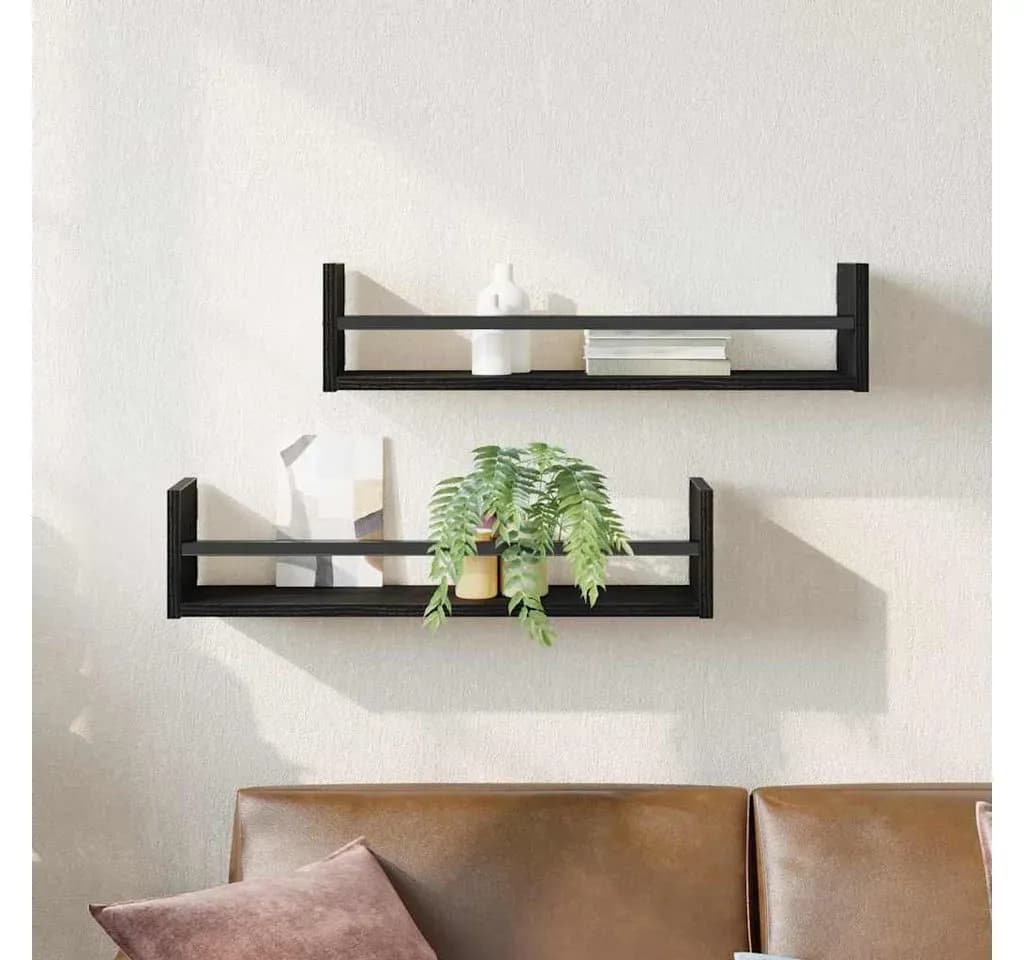 Wandregal 60 x 16 x 14 cm Schwarz