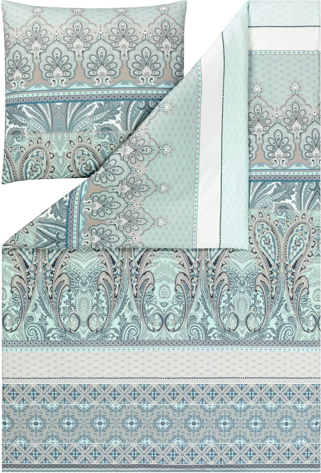 Carmen Ornamental Baumwolle Türkis 135 x 200 cm + 80 x 80 cm