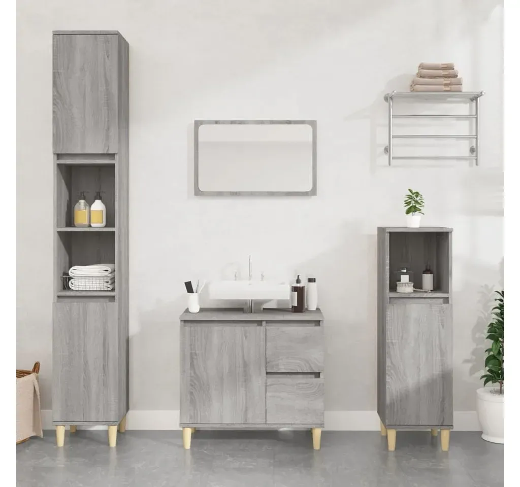 Badmöbel-Set Modell 7 3-tlg. Grau Sonoma