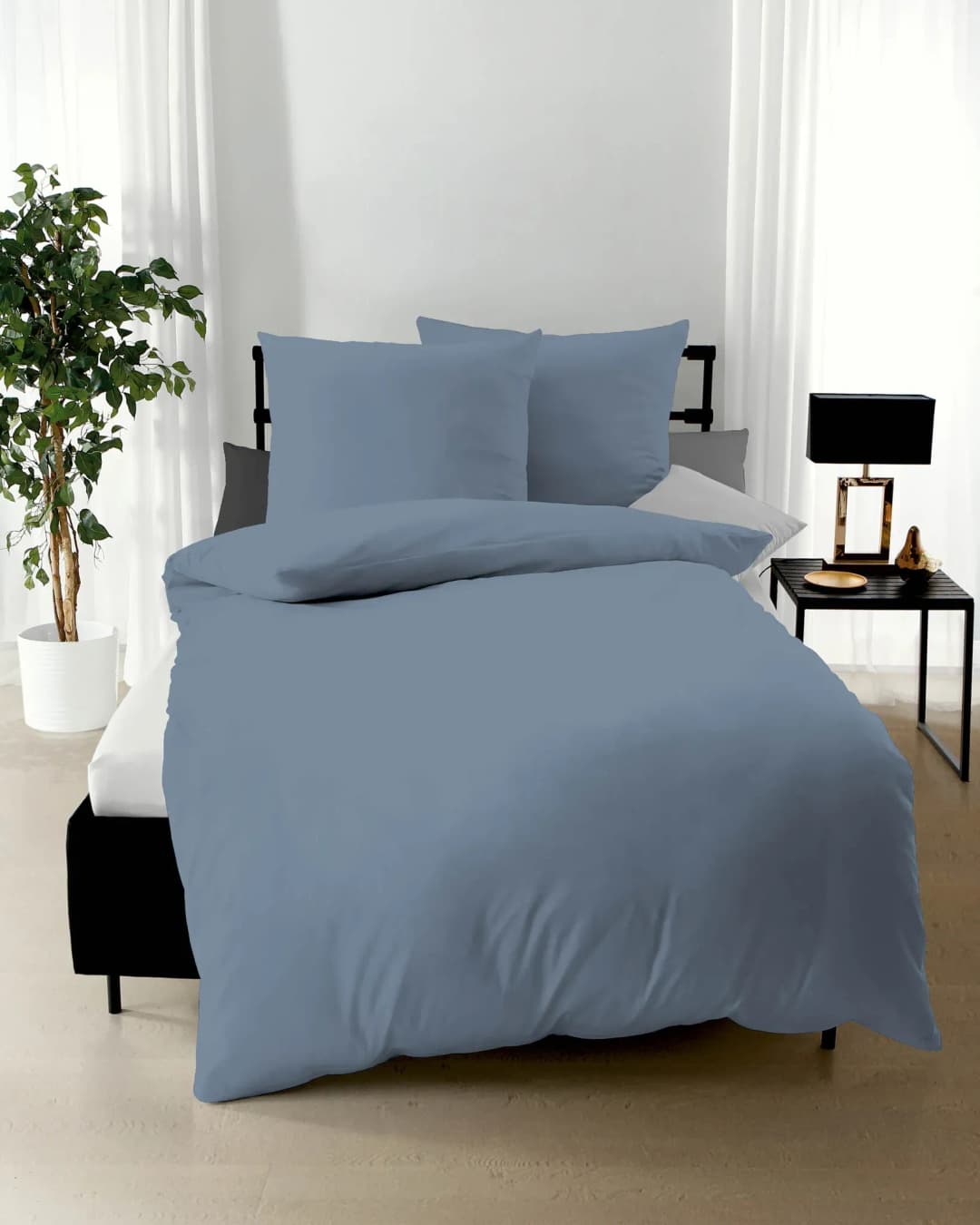 Uni Mako-Satin taube 155 x 220 cm + 80 x 80 cm