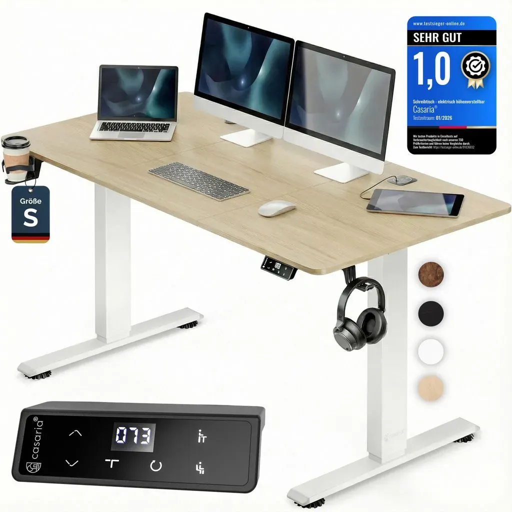 Höhenverstellbarer Schreibtisch Beige