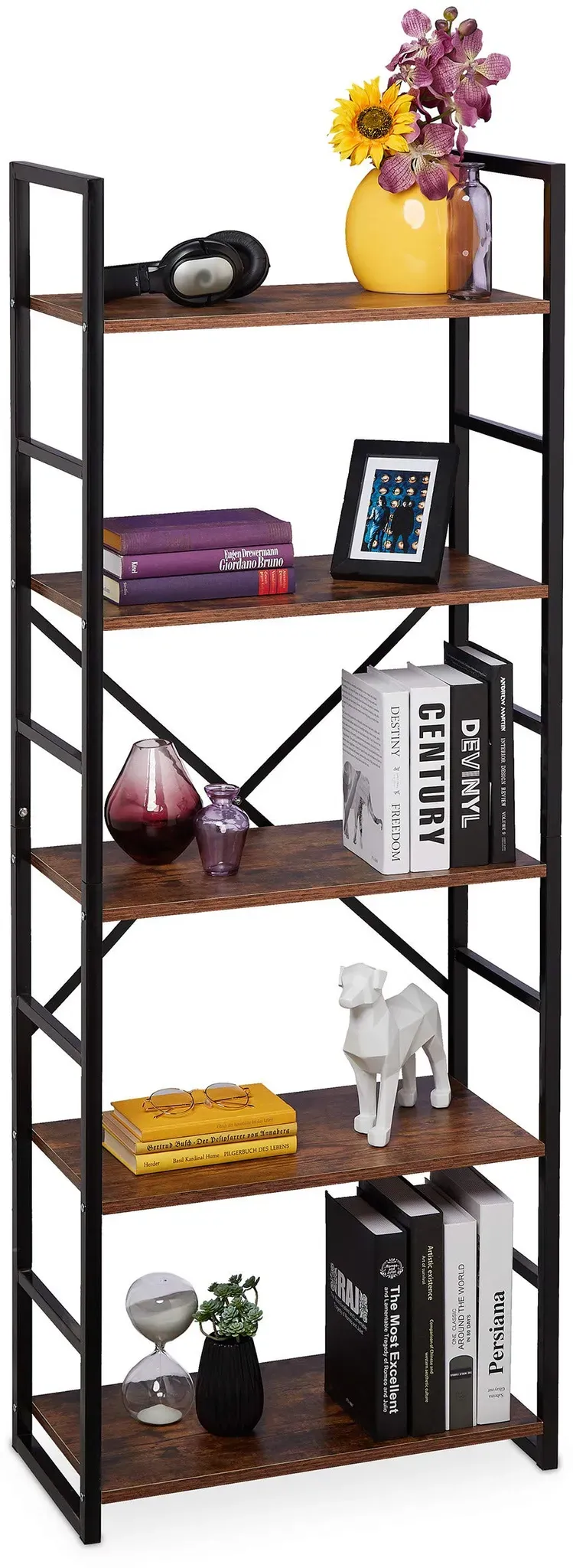 Bücherregal 60 x 30 x 158,5 cm Braun/Schwarz