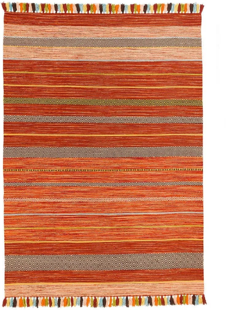 Kelim Kalleen Wollteppich 140 x 200 cm Terrakotta