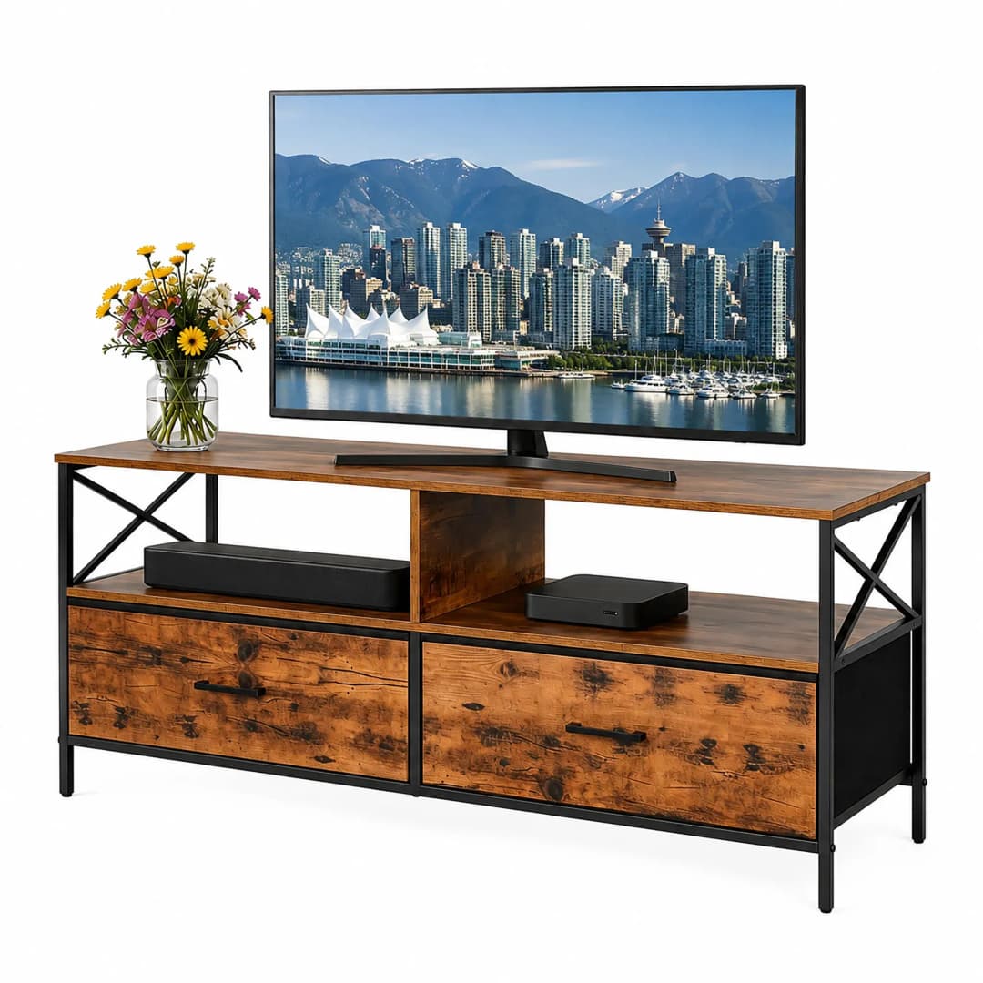TV-Lowboard 120 x 50 x 40 cm Braun/Schwarz Metall/MDF/Holzwerkstoff