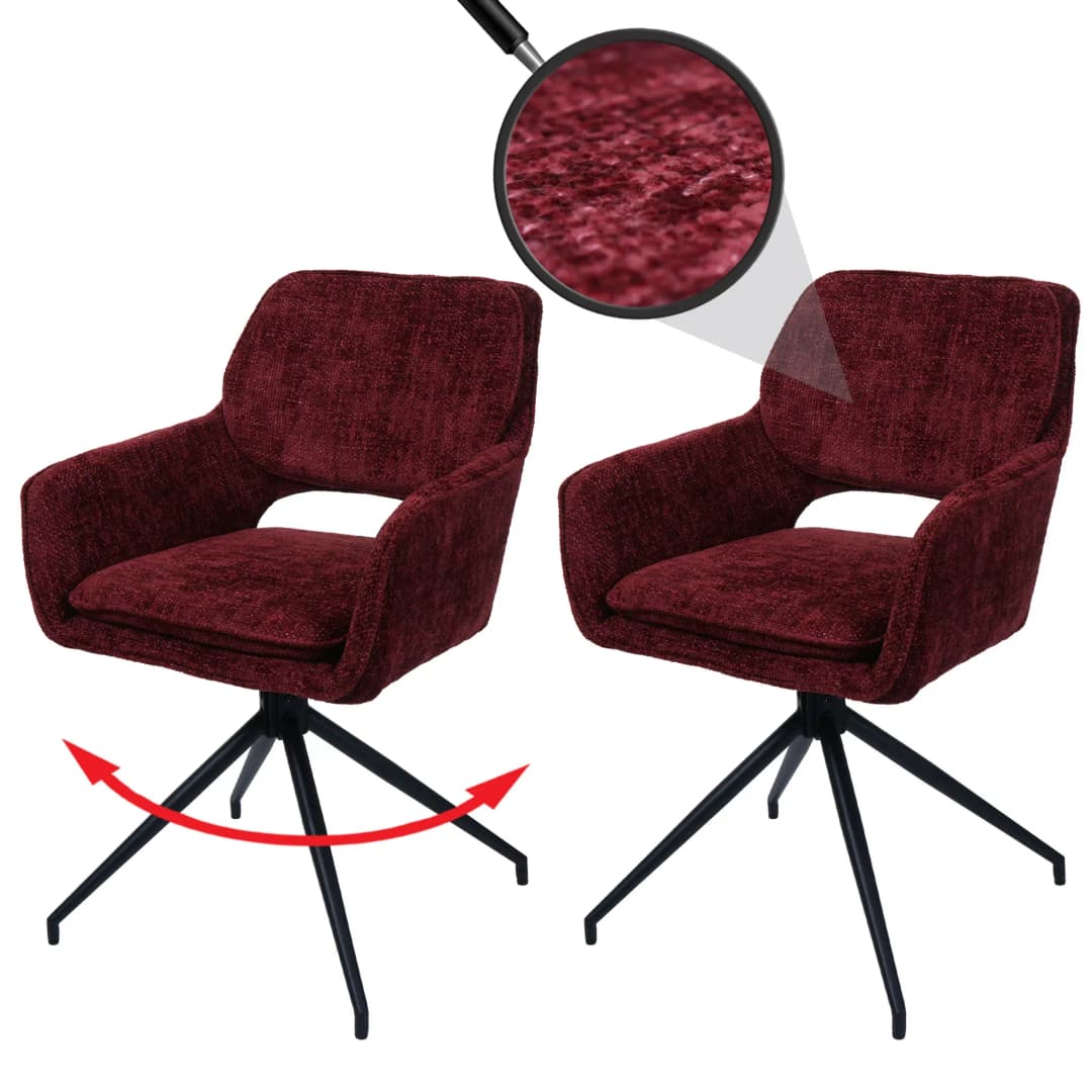 Esszimmerstuhl Stoff Bordeaux 2er-Set