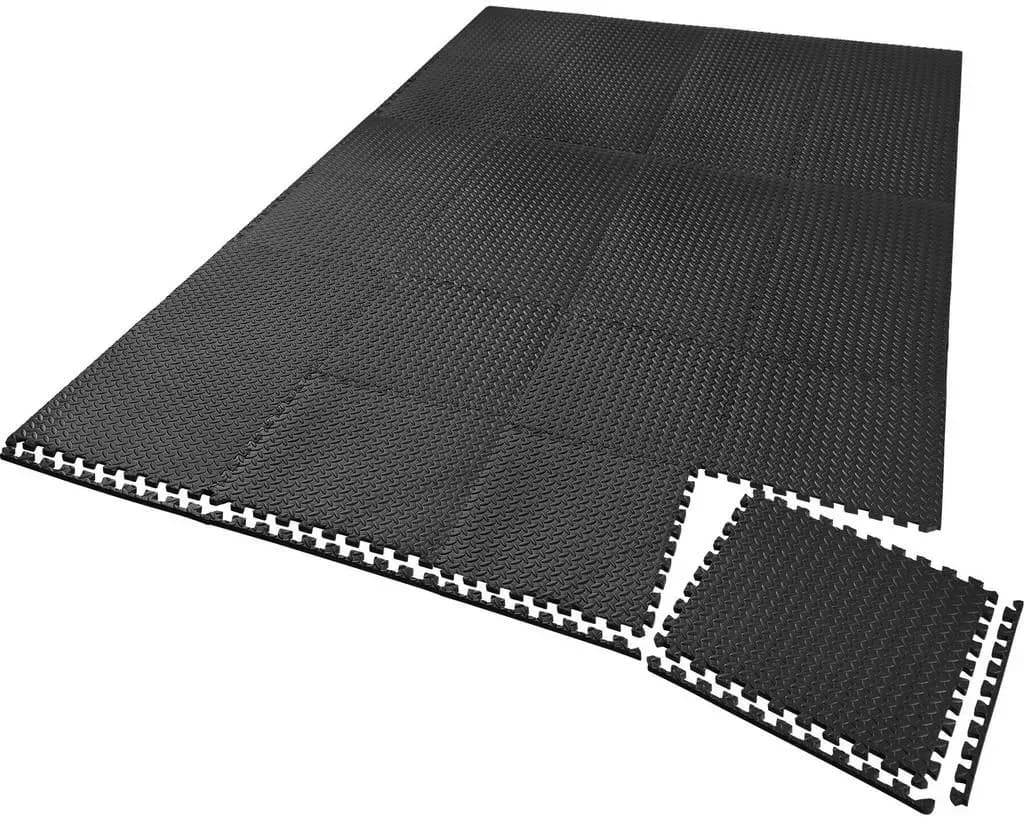 tectake® Schutzmattenset, 24-teilig mit 48 Randstücken, weich und rutschfest, leichte Reinigung und flexibel erweiterbar