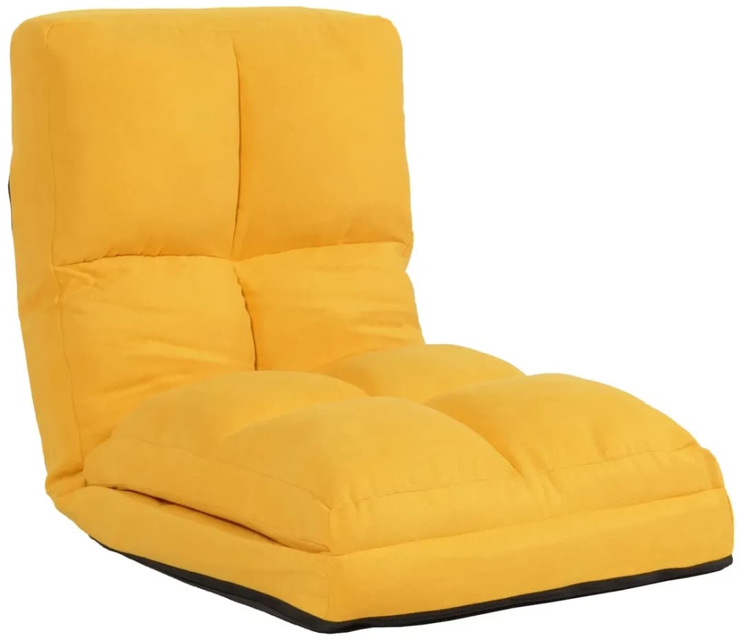 Schlafsessel HWC-N45 Samt 54 x 58 x 0 cm Gelb mit Kissen und Rollen