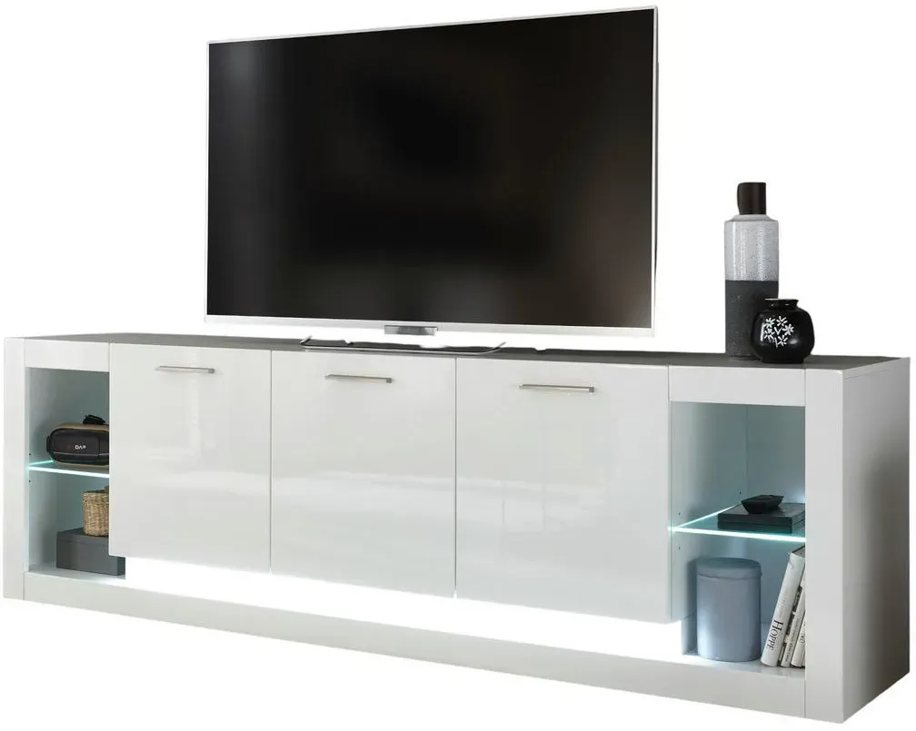 Ladis TV-Lowboard 198 x 61 x 43 cm Weiß Holz/Kunststoff/Metall/MDF/Holzwerkstoff