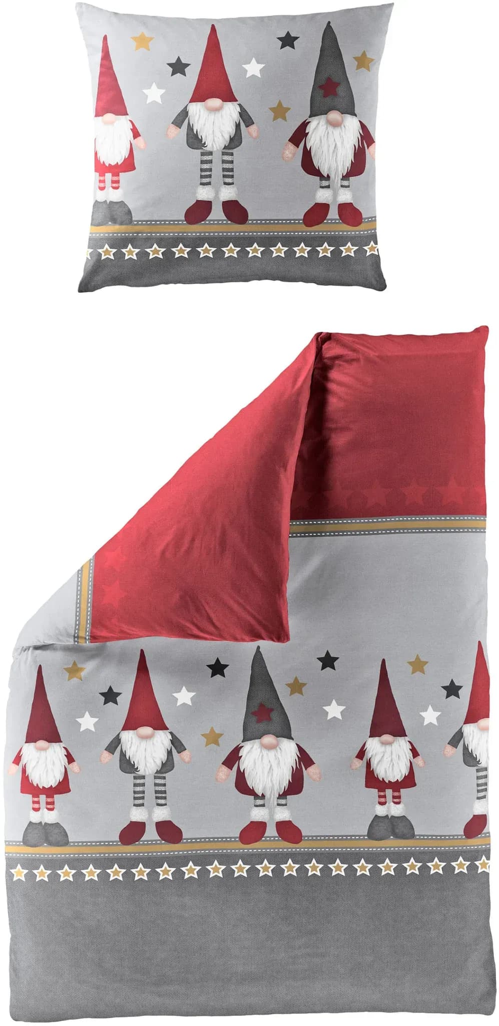 4104 Sterne Baumwolle Rot 135 x 200 cm + 80 x 80 cm