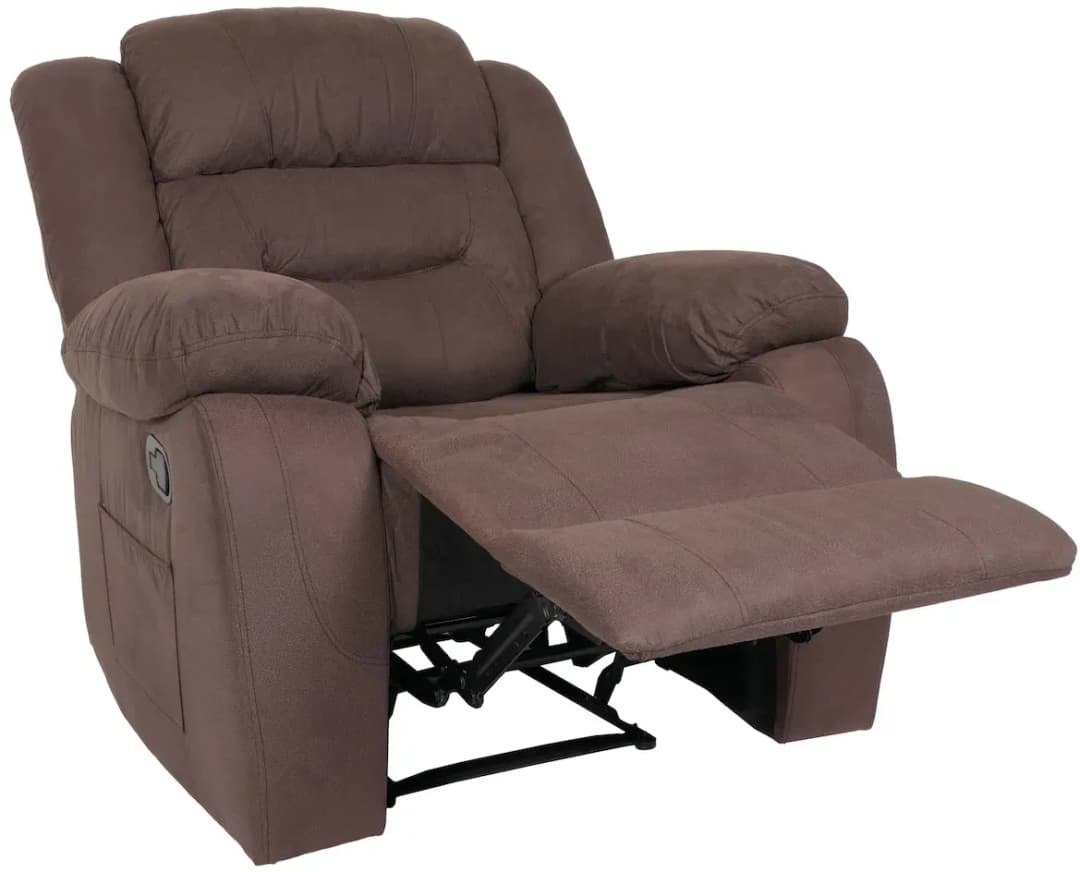Fernsehsessel HWC-J57 Wildleder-Optik 95 x 103 x 95 cm Braun mit Fernbedienung