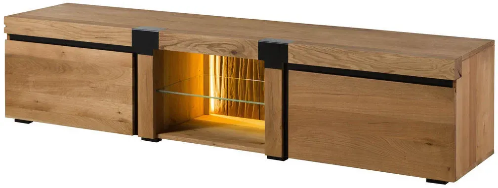 ROTTERDAM TV-Lowboard 220x50x48 cm Beige Massivholz