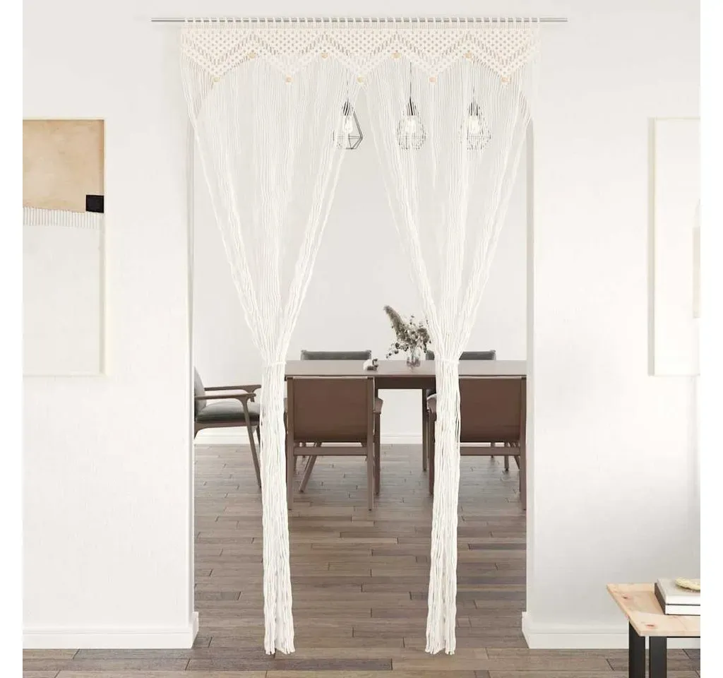 Makramee Vorhang Ösen 140 x 240 cm Beige/Weiß