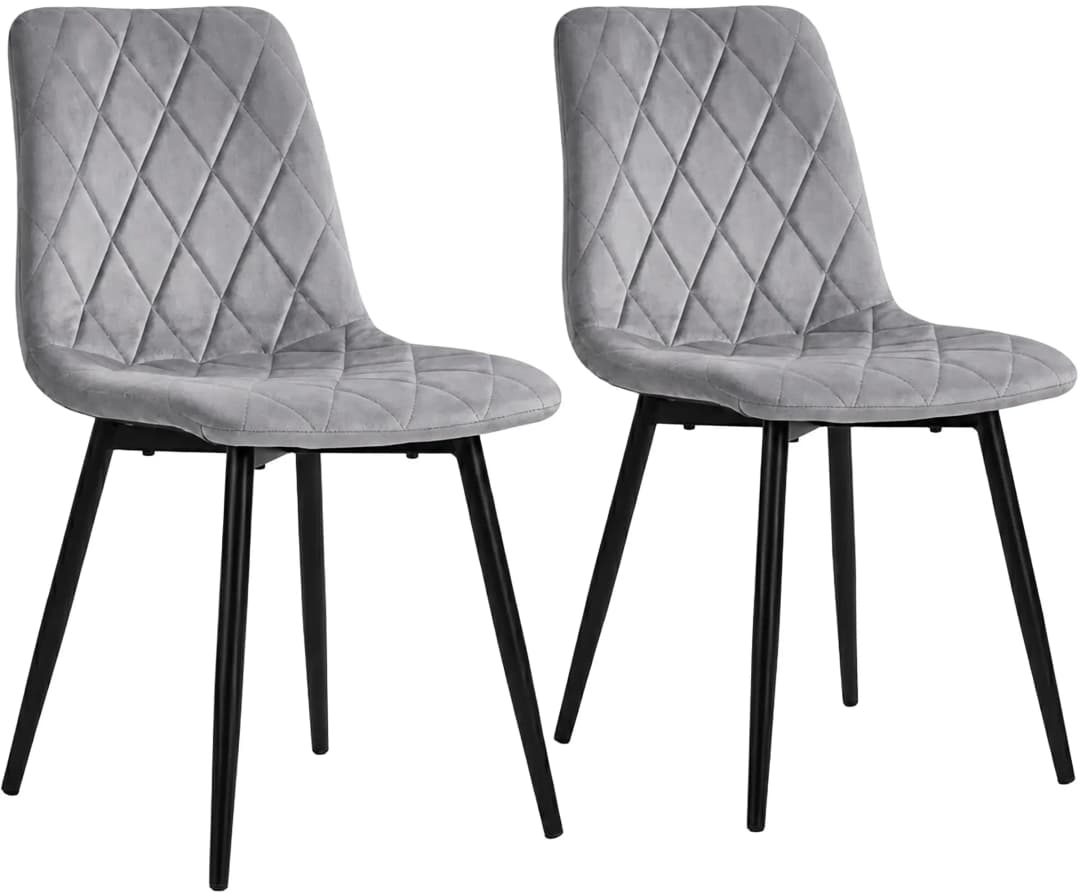 Esszimmerstuhl Samt grau/schwarz 2er Set