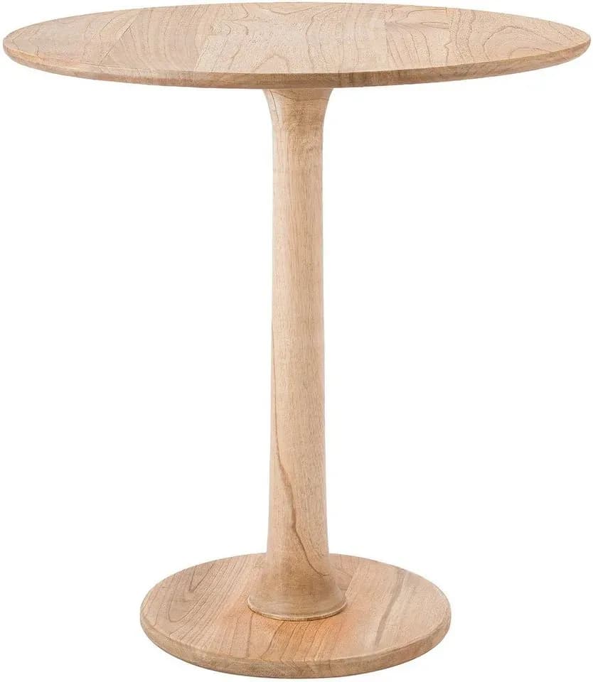 Beistelltisch rund Morristown, handgefertigter Holztisch aus Mindi-Holz, massiver Couchtisch für Wohnzimmer und Esszimmer