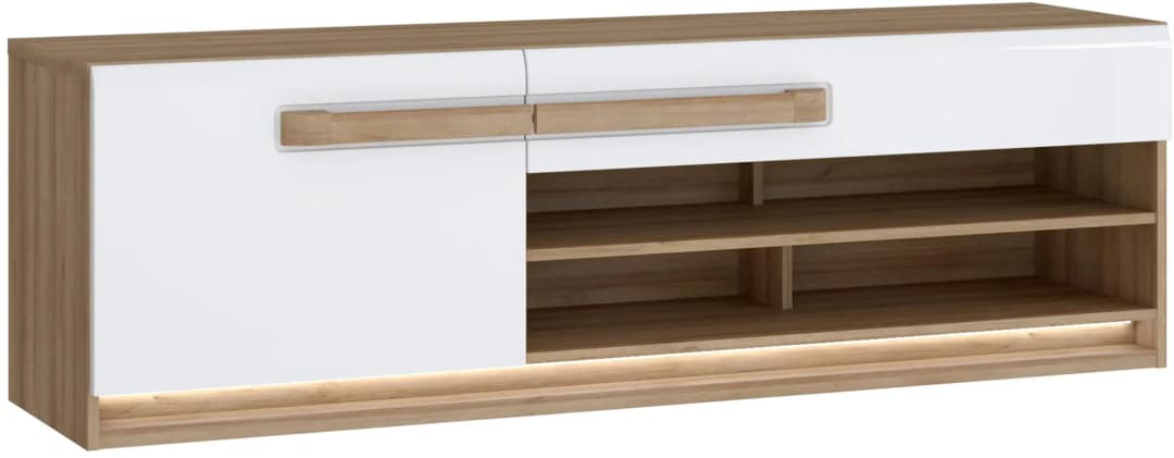 Attention TV-Board Lowboard 159,9 cm Beige/Weiß Metall/Spanplatte/Holzwerkstoff