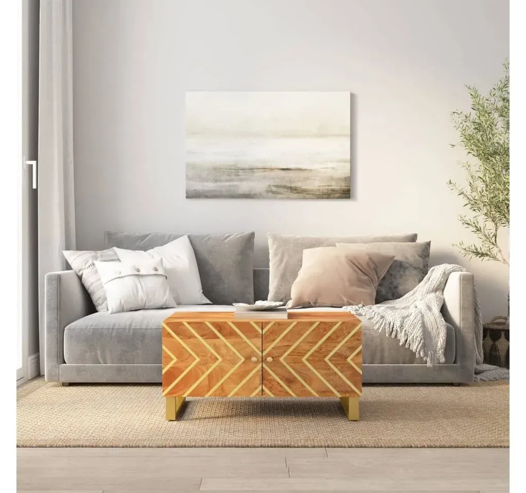 Couchtisch Braun Schwarz Mangoholz 80 x 52,9 x 14,4 cm