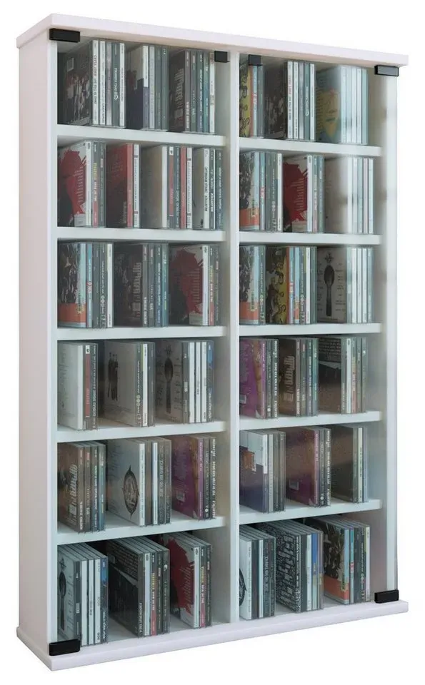 CD-Regal 60 x 18 x 92 cm Weiß