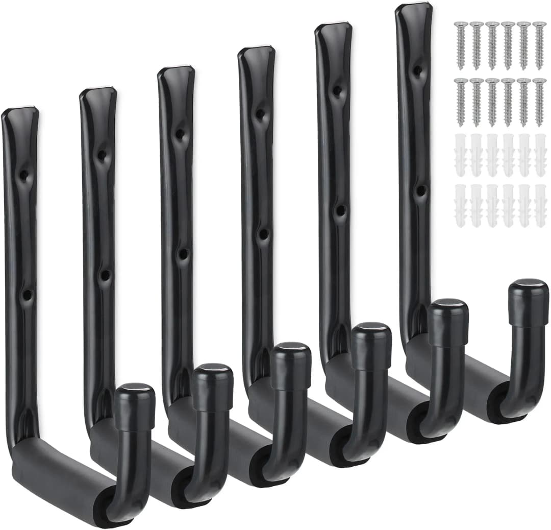 Wandhaken 6er Set bis 40 kg Schwarz