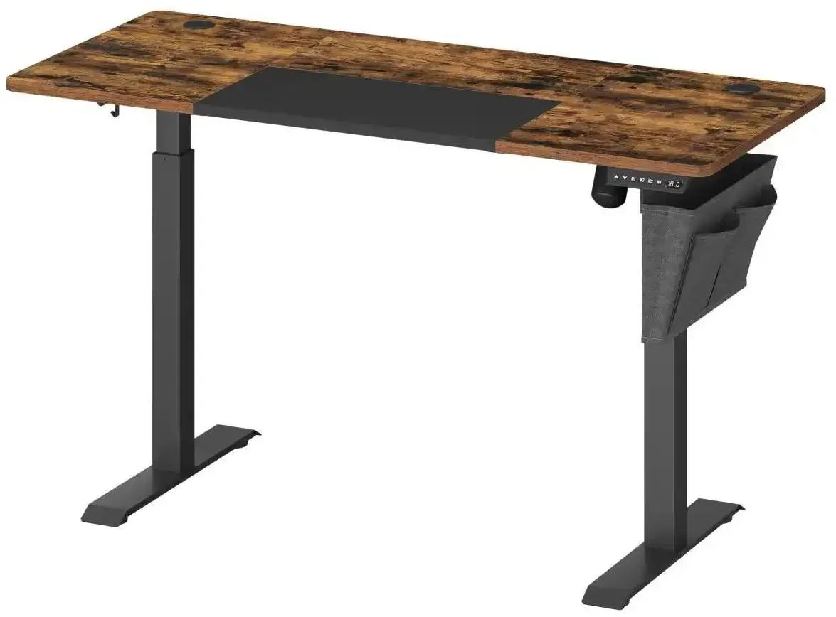 Höhenverstellbarer Schreibtisch 140 x 60 cm Vintagebraun/Mattschwarz