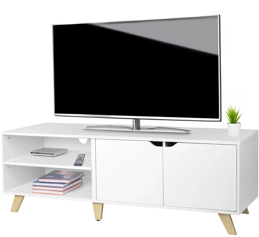 TV-Lowboard 140 x 40 x 50 cm Weiß Holzwerkstoff