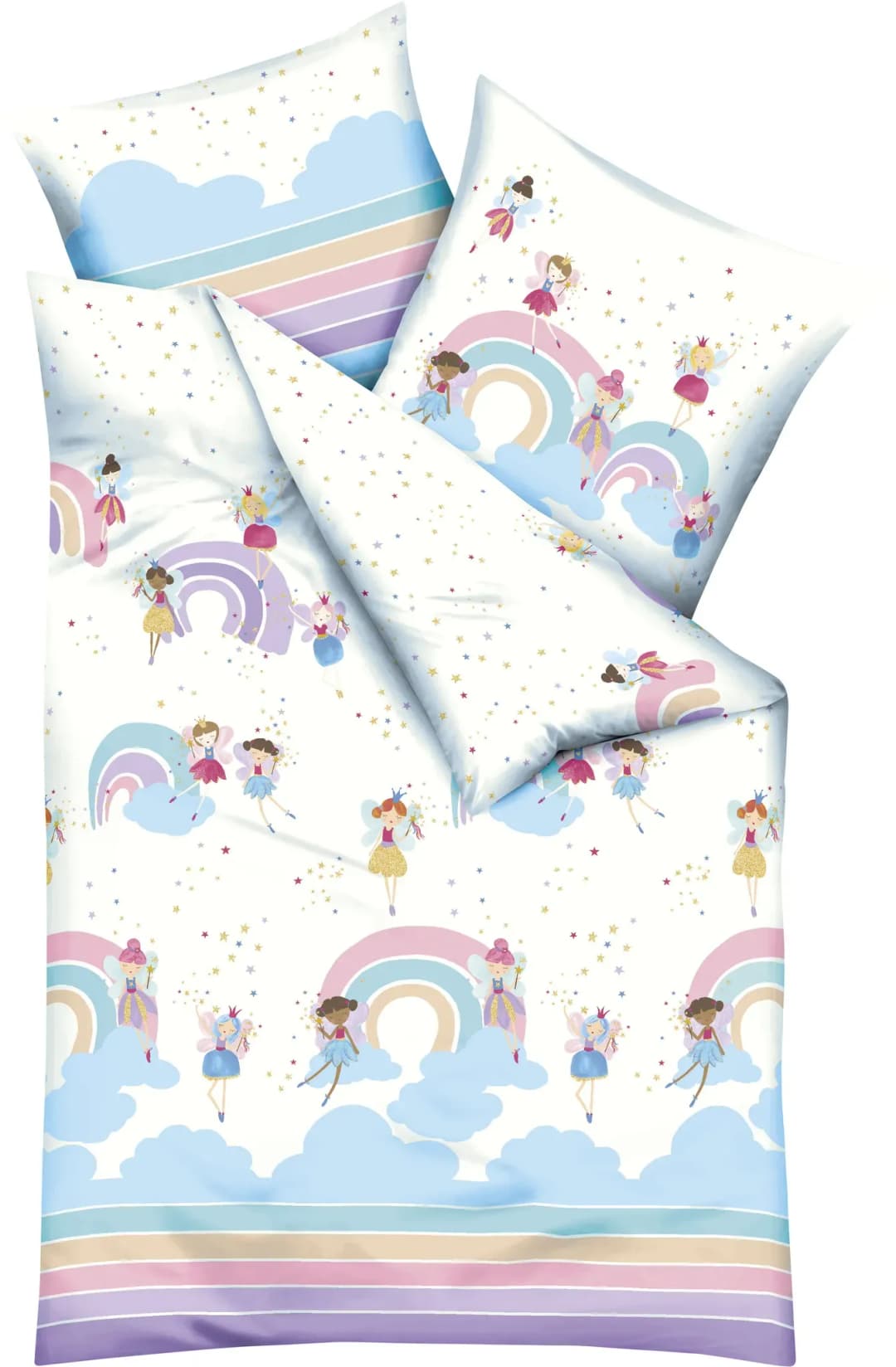 Rainbow Fairies Renforcé Mehrfarbig 135 x 200 cm + 40 x 60 cm/80 x 80 cm