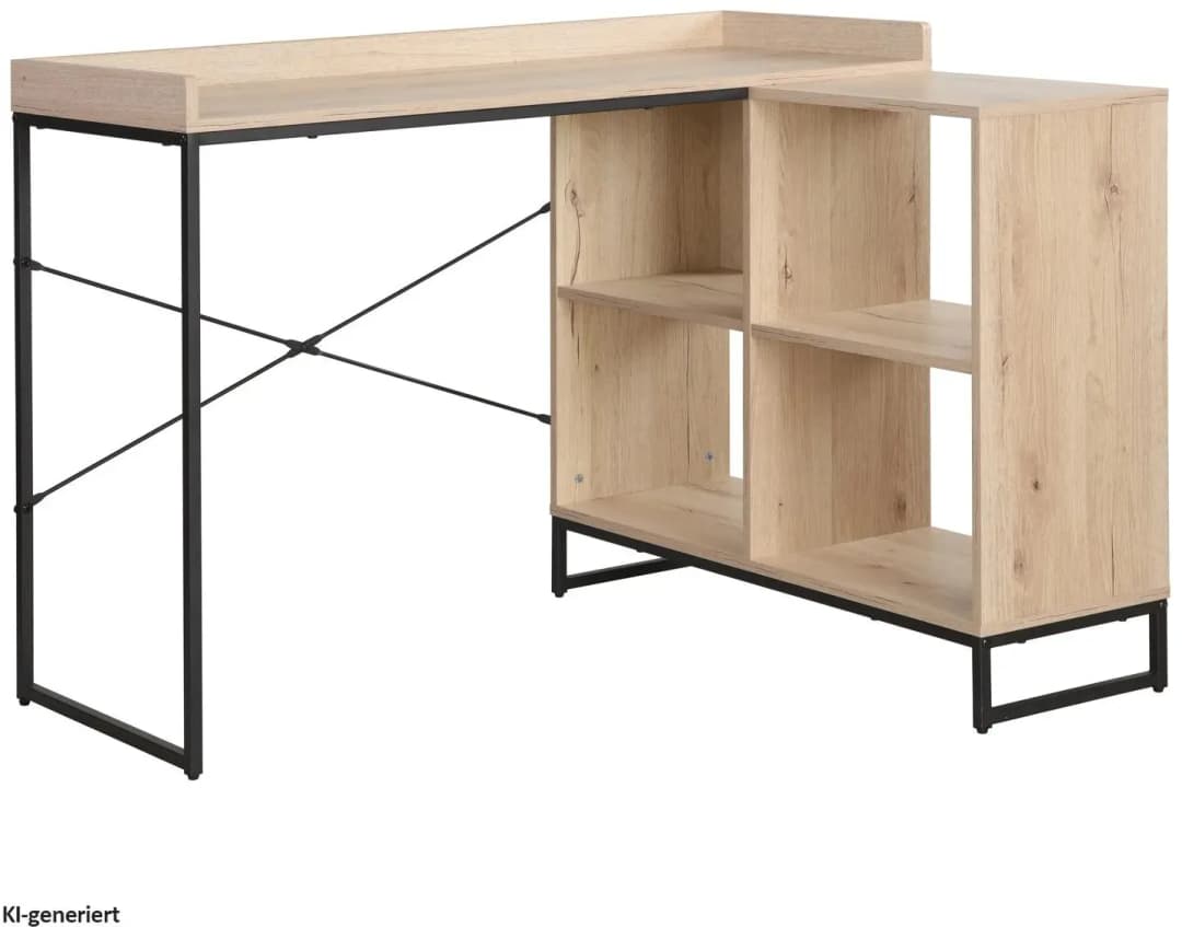 Eckschreibtisch Cedrik Artisaneiche-Schwarz / Braun