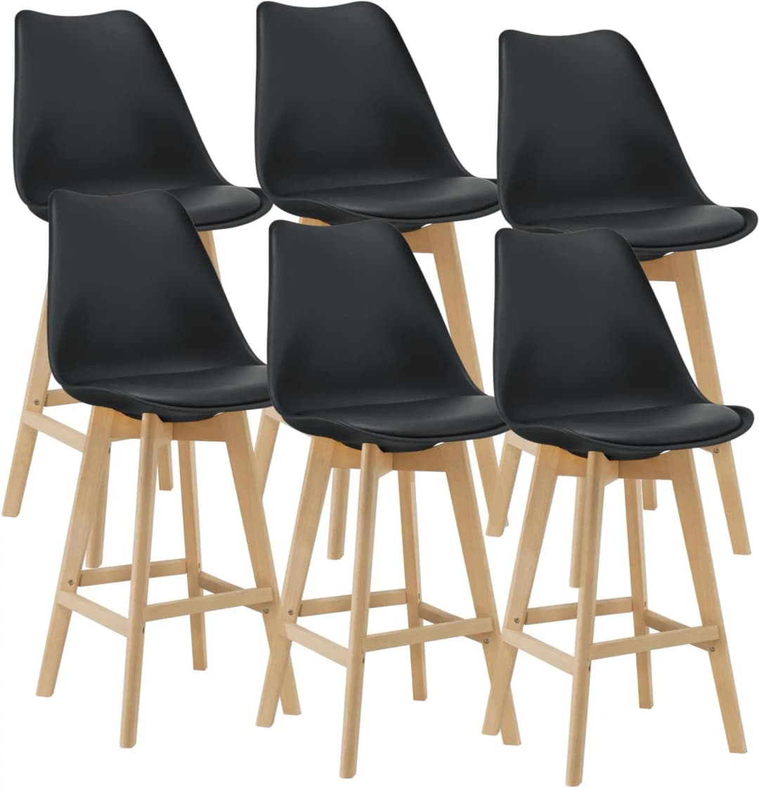 Barstuhl Lublin Kunstleder schwarz 6er Set
